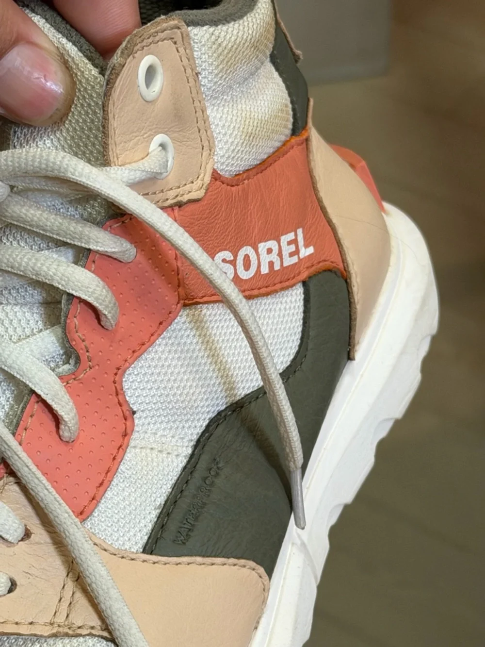 Sorel Women's Beige White Black and Coral High-Top Sneakers